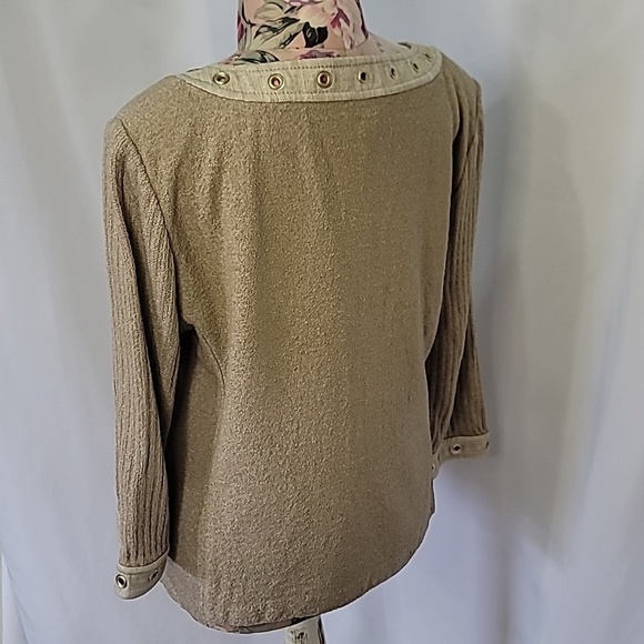 ST. JOHN SPORT Wool Rayon Blend Rivet Zip Up Jacket Ribbed Classic - Picture 6 of 11